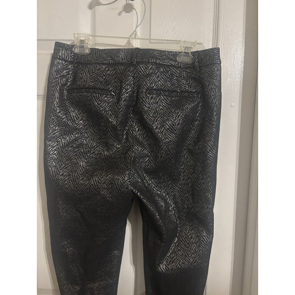White House Black Market Black And Silver Pants Slim Fit Size 10 - Picture 4 of 5